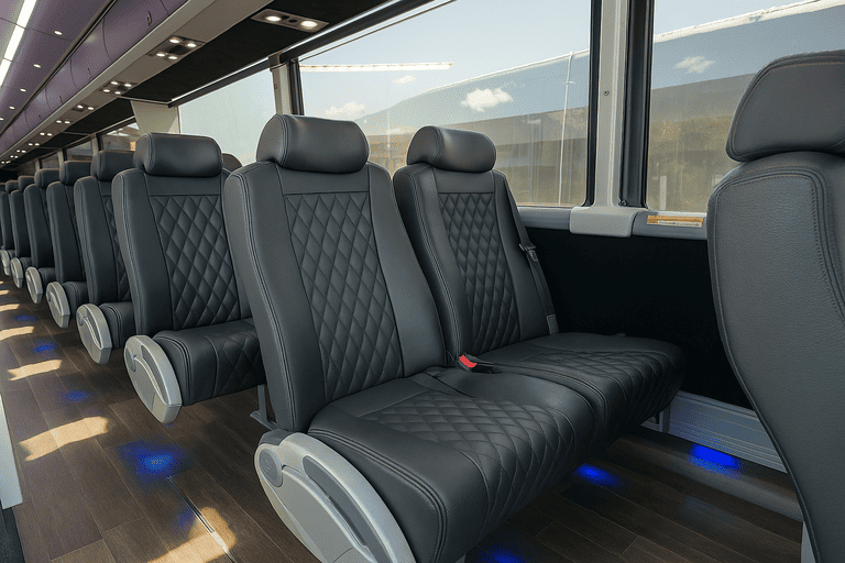 Leather seats on a bus