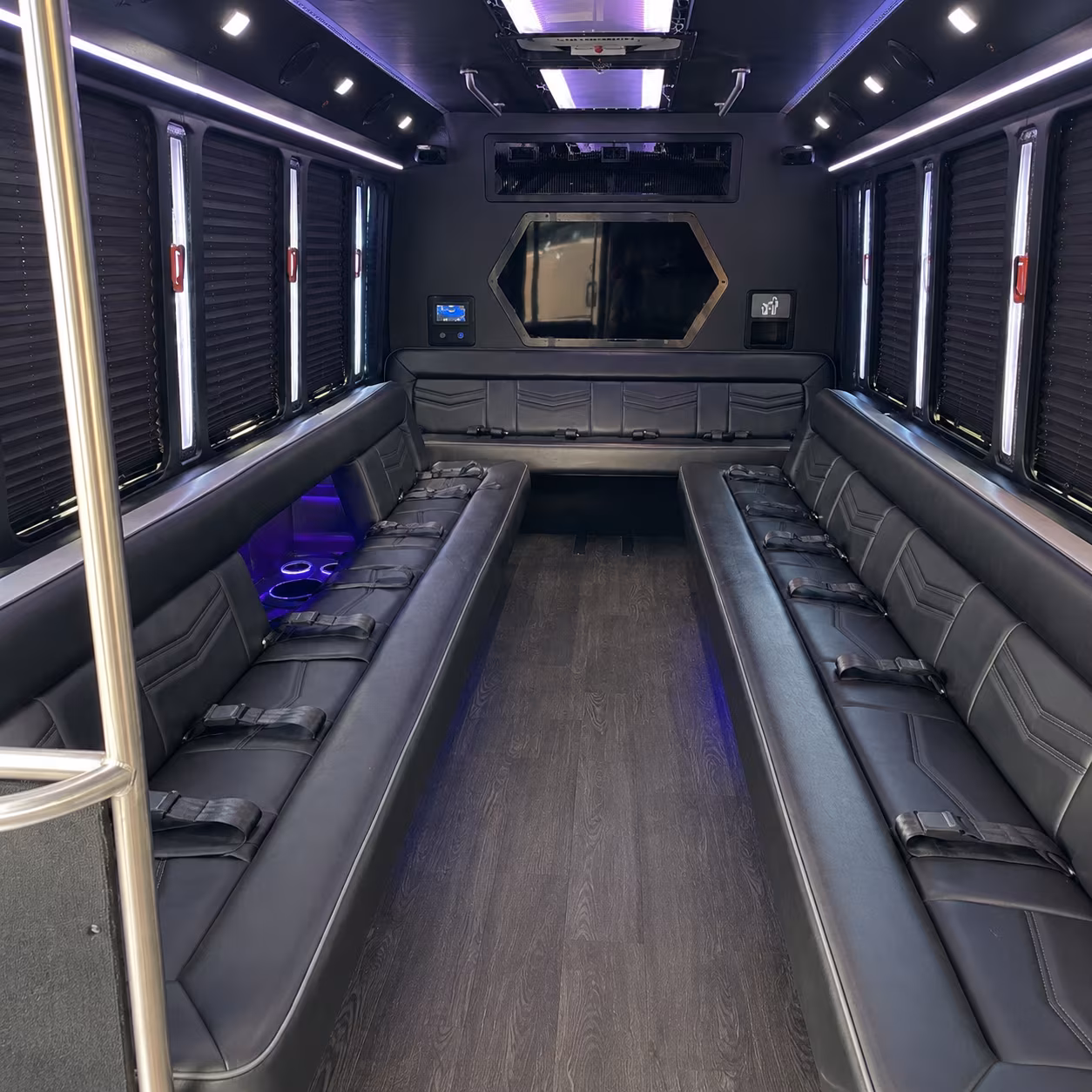 irving 18 passenger party bus interior