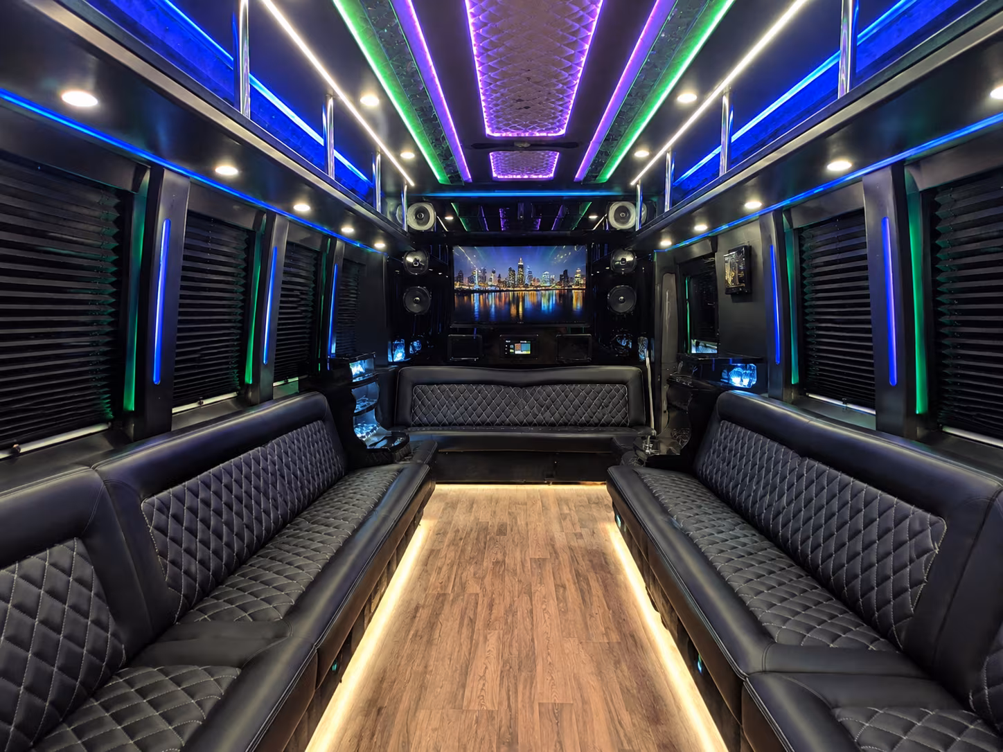 irving 25 passenger party bus interior