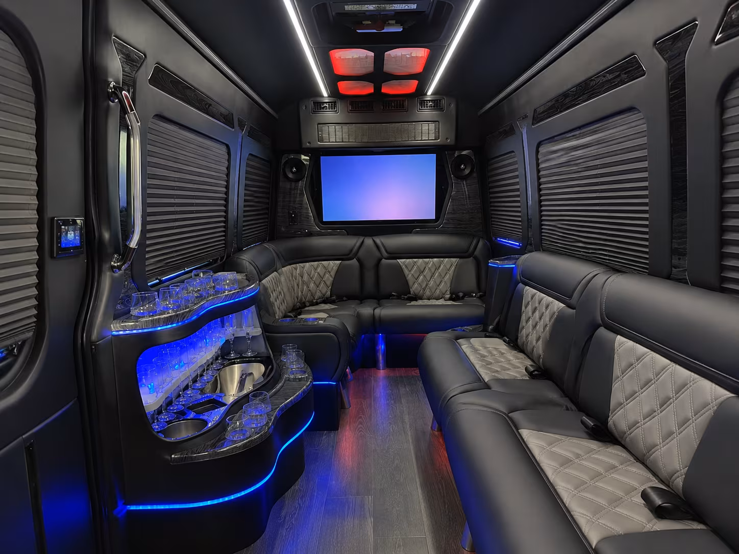 irving 50 passenger party bus inside