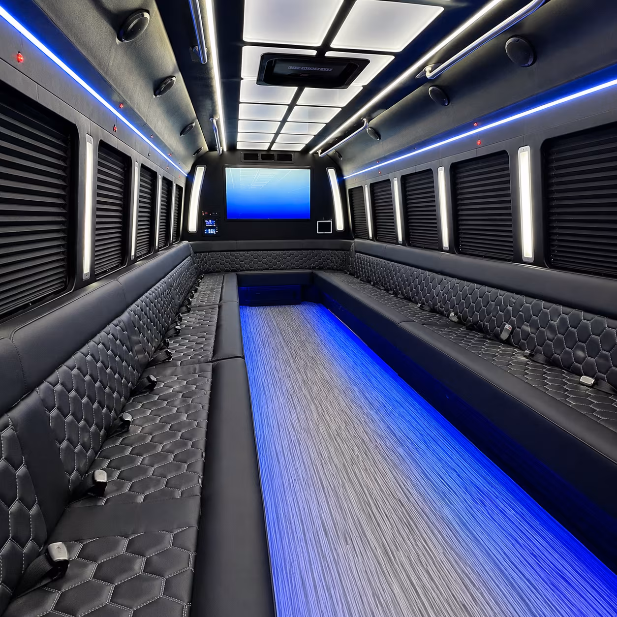 irving party bus rental interior
